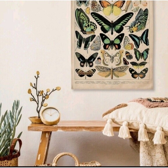 Pillow Case/Cushion Cover & Wall tapestry Botanical SET Butterflies Monarch Boho - Picture 7 of 16